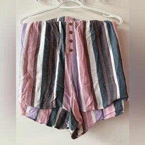 Torrid Sleep Pink and Gray Striped Shorts